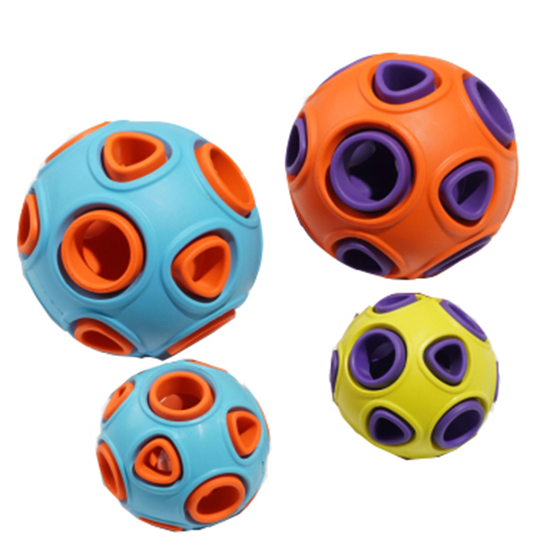 Populer rubber ball with small bell light dog chew toy pet toy for fun